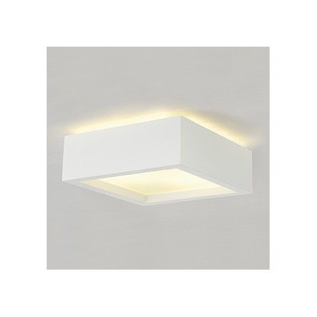 PLASTRA 104 E27, plafonnier carré, plâtre blanc, max. 2x 25W