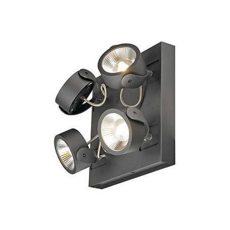 KALU LED 4 applique/plafonnier, carré, noir, LED 60W, 3000K, 60°