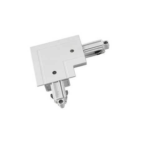 Connecteur 90° pour rail 1 allumage 230V, à encastrer, blanc, terre extérieure