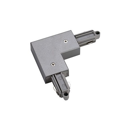 Connecteur 90° pour rail 1 allumage 230V, gris argent, terre extérieur