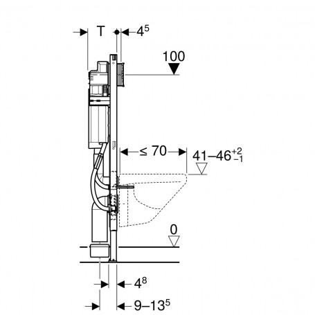 Bati support en angle, mécanisme Geberit, pour plaque, avec habillage,  hauteur 98 cm