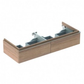 Meuble bas Geberit iCon pour lavabo double avec deux tiroirs Mélamine structuré bois/Chêne naturel - 841222000 - GEBERIT | GENMA