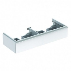 Meuble bas Geberit iCon pour lavabo double avec deux tiroirs Laqué ultra-brillant/Blanc - 840220000 - GEBERIT | GENMA