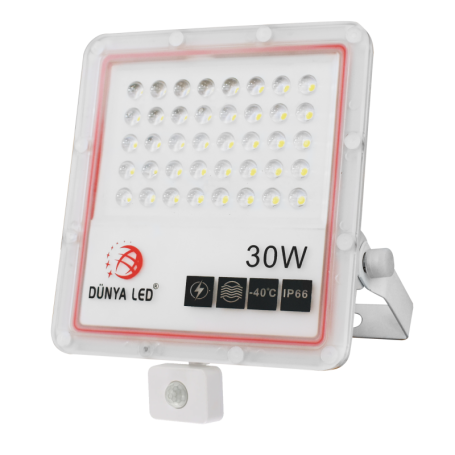 30W Projecteur LED 2850 Lmn IP666500K Aluminium + Verre + PC à detecteur - HS743/1 - DUNYA LED | GENMA