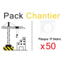 SQUARE LOT 50 PLAQ BLC 1P ACK CHANTIER - 60296 - EUROHM | GENMA