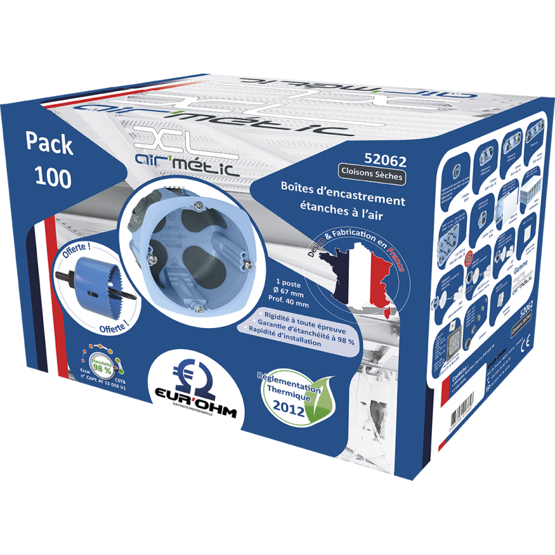 Pack 100 Boites AIR'metic D67x40 scie cloche - 52062 - EUROHM