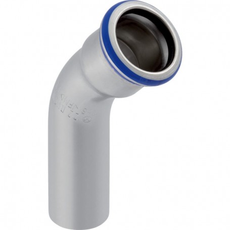 Coude Geberit Mapress Acier Inox avec tube d'emboitement (sans silicone): 45 d:88.9mm - 82710 | GENMA