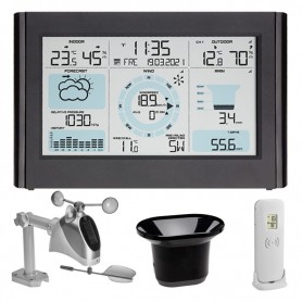 Station météo LCD - Thermomètre int./ext. / Hygromètre int./ext. / Anémomètre / Girouette / Pluviomètre / Baromètre