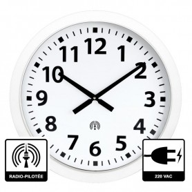 Horloge Ø 600 mm - Radio-pilotée - ABS blanc - Verre minéral - Sur secteur - 1115AC/RP - IHM | GENMA