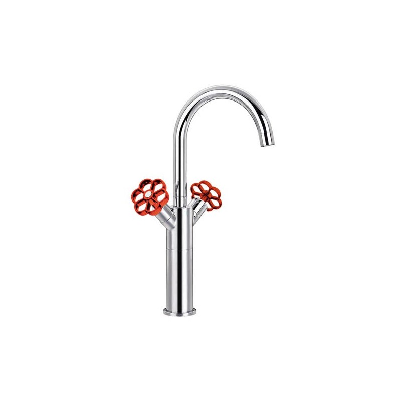 Mélangeur lavabo réhaussé INDUSS poignees rouges - GMCR617RO - PAIN...