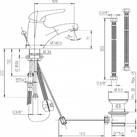 Mitigeur Lavabo Douchette Extractible Atomix