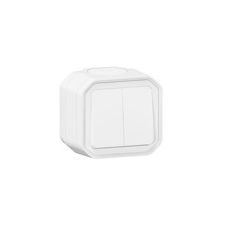 Commande double interrupteur ou poussoir Plexo complet saillie blanc - 069755L - Legrand | GENMA