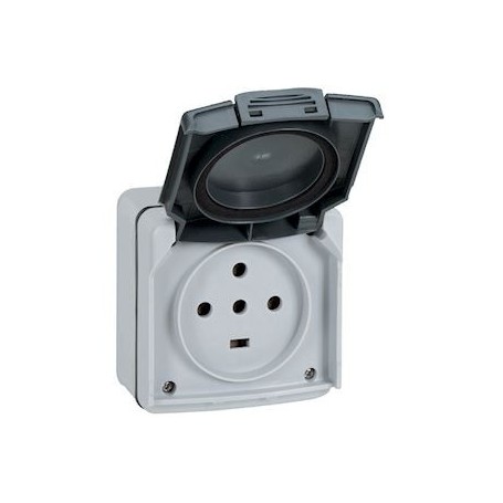 Prise etanche 3P+T+N 20A Plexo complet IP55 saillie - gris - 091657 - Legrand | GENMA