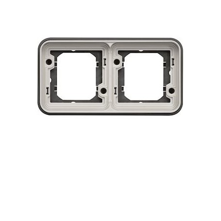 cubyko Support d'encastrement double horizontale associable gris IP55 - WNA402 - Hager | GENMA