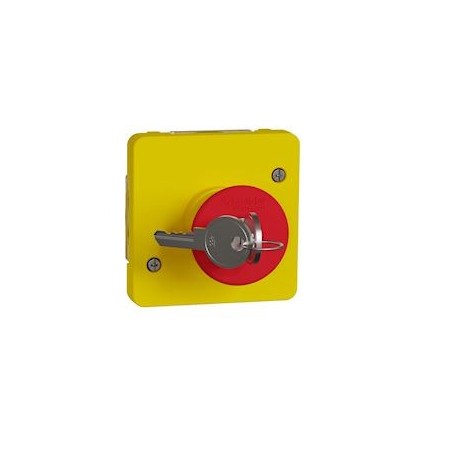 Mureva Styl - Arret d'urgence a cle - composable IP55 - IK08 - jaune - MUR35052 - Schneider Electric | GENMA