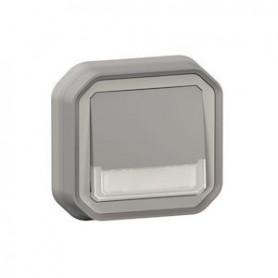 Poussoir NO-NF lumineux porte-etiquette Plexo complet encastre gris - 069824L - Legrand | GENMA
