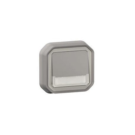 Poussoir NO-NF lumineux porte-etiquette Plexo complet encastre gris - 069824L - Legrand | GENMA