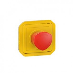 Coup de poing d'urgence deverrouillage 1-4 tour Plexo composable jaune - 069549L - Legrand | GENMA