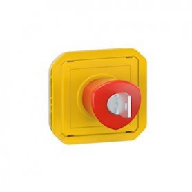 Coup de poing d'urgence deverrouillage a cle Plexo composable jaune - 069548L - Legrand | GENMA