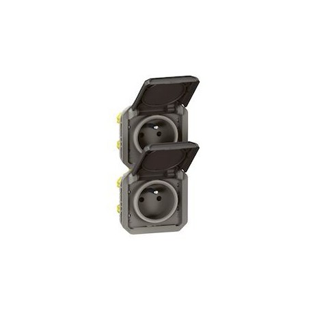 Prise de courant 2x2P+T verticale Plexo composable anthracite - 069843L - Legrand | GENMA