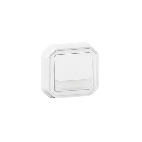 Poussoir NO-NF lumineux porte-etiquette Plexo complet encastre blanc - 069864L - Legrand | GENMA
