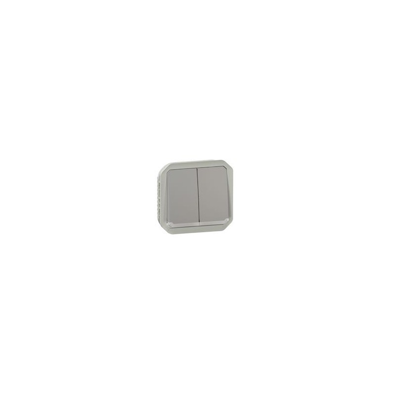 Commande double interrupteur ou poussoir lumineux Plexo composable gris -  069526L