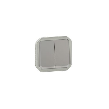 Commande double interrupteur ou poussoir lumineux Plexo composable gris - 069526L - Legrand | GENMA