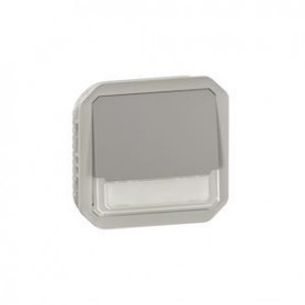 Poussoir NO-NF lumineux porte-etiquette Plexo composable gris - 069544L - Legrand | GENMA