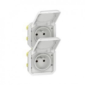 Prise de courant 2x2P+T verticale Plexo composable blanc - 069643L - Legrand | GENMA