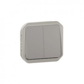Commande double interrupteur ou poussoir Plexo composable gris - 069525L - Legrand | GENMA
