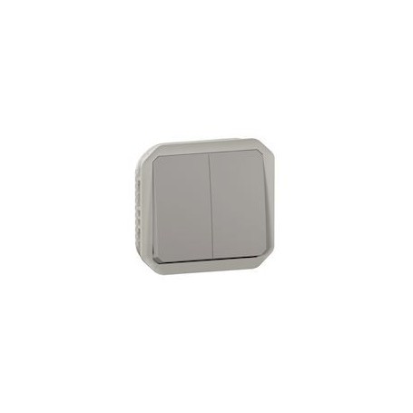 Commande double interrupteur ou poussoir Plexo composable gris - 069525L - Legrand | GENMA