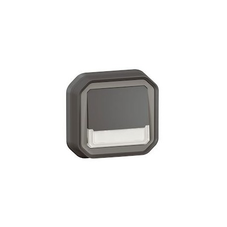 Poussoir NO-NF lumineux porte-etiquette Plexo complet encastre anthracite - 069854L - Legrand | GENMA