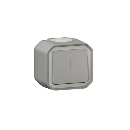 Commande double interrupteur ou poussoir Plexo complet saillie gris - 069715L - Legrand | GENMA