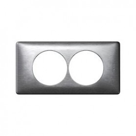 Plaque Celiane Metal 2 postes pour renovation entraxe 57mm - finition Aluminium - 068928 - Legrand | GENMA