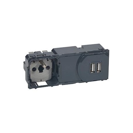Prise de courant et chargeur double USB Type-A 3A precablees Celiane - 067106 - Legrand | GENMA