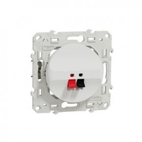 Odace - prise haut-parleur 1 sortie - blanc - fixation par vis - bornes pression - S520487 - Schneider Electric | GENMA