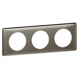 Plaque Celiane Metal 3 postes - finition Tungstene - 068973 - Legrand | GENMA