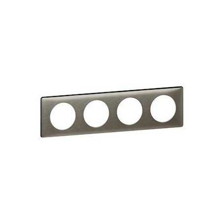 Plaque Celiane Metal 4 postes - finition Tungstene - 068974 - Legrand | GENMA