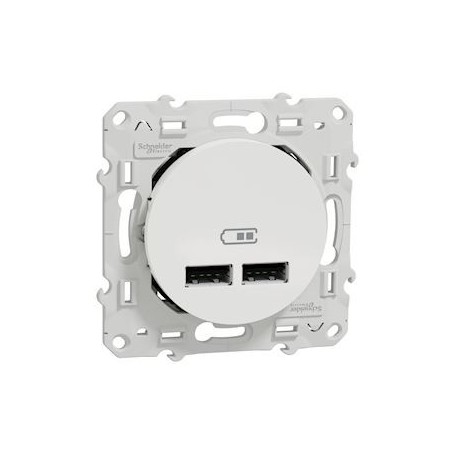 Odace - double chargeur usb 2.1 A - blanc - S520407 - Schneider Electric | GENMA