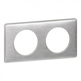 Plaque Celiane Metal 2 postes - finition Aluminium - 068922 - Legrand | GENMA
