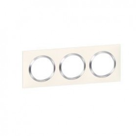Plaque carree dooxie 3 postes finition blanc avec bague effet chrome - 600843 - Legrand | GENMA
