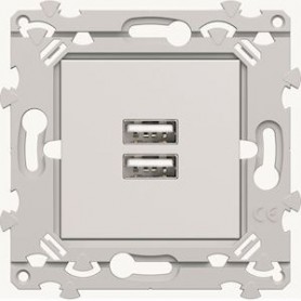 Chargeur double USB A+A blanc essensya - WE112 - Hager | GENMA