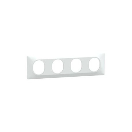 Ovalis - Plaque de finition - 4 postes Horizontal - entraxe 71 mm - Blanc - S320708 - Schneider Electric | GENMA