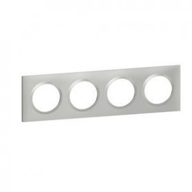 Plaque carree dooxie 4 postes finition effet aluminium - 600854 - Legrand | GENMA