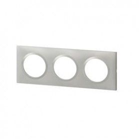Plaque carree dooxie 3 postes finition effet aluminium - 600853 - Legrand | GENMA