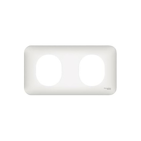 Ovalis - Plaque de finition - 2 postes horizontal Blanc - S260704 - Schneider Electric | GENMA