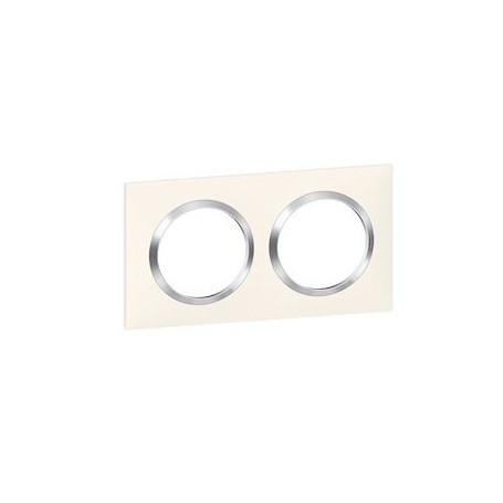 Plaque carree dooxie 2 postes finition blanc avec bague effet chrome - 600842 - Legrand | GENMA