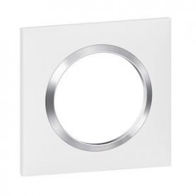 Plaque carree dooxie 1 poste finition blanc avec bague effet chrome - 600841 - Legrand | GENMA
