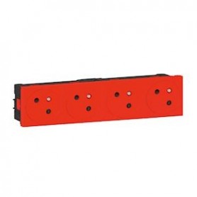Prise 4x2P+T Surface Mosaic Link a raccordement lateral 8 modules - rouge - 077174L - Legrand | GENMA