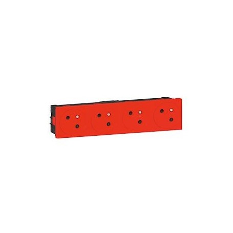 Prise 4x2P+T Surface Mosaic Link a raccordement lateral 8 modules - rouge - 077174L - Legrand | GENMA